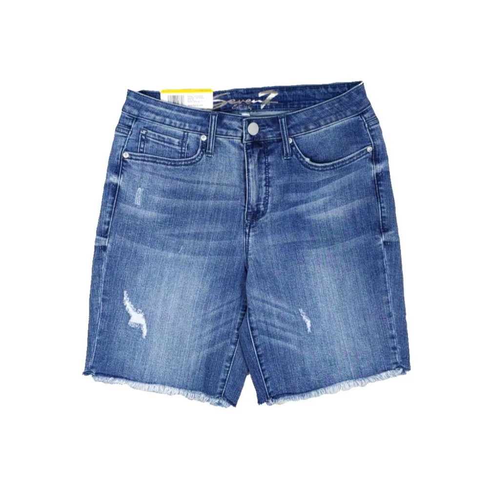 NWT Seven7 $59 Wms 9" Sunset Bermuda Jean Fray Shorts - Picture 4 of 8
